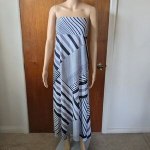 Striped Black and White Asymmetrical Maxi Dress By Chances R Women's Size XL